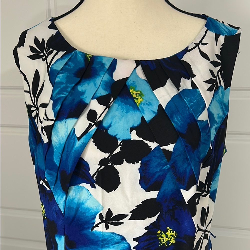AB Studio Women’s Blue Floral Sleeveless Midi Dress - Picture 2 of 9
